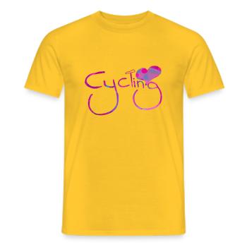 cyclist cycling bmx bike sport mountain biking hobby - Men's T-Shirt - yellow - Front - AI Model Male 178 dark (178cm)