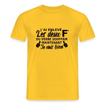 citations drôles humour cadeau - T-shirt homme - jaune - Devant - AI Model Male 178 dark (178cm)