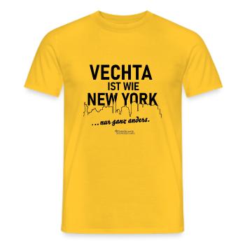 Vechta T-Shirt Spruch wie New York - Männer T-Shirt - Gelb - Vorne - AI Model Male 178 dark (178cm)