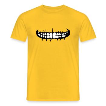 teeth mouth grin horror halloween scary boes - Men's T-Shirt - yellow - Front - AI Model Male 178 dark (178cm)