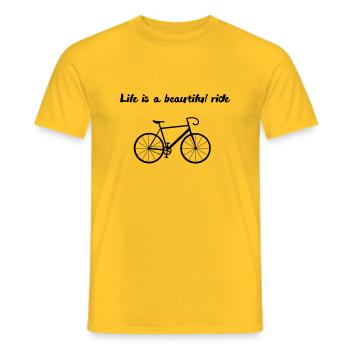 Life is a beautiful ride bike - Men's T-Shirt - yellow - Front - AI Model Male 178 dark (178cm)