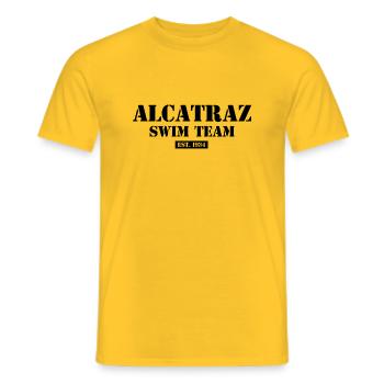 Alcatraz Swim Team EST 1934 California Prison Jail - Men's T-Shirt - yellow - Front - AI Model Male 178 dark (178cm)