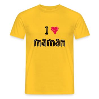 I love maman - T-shirt homme - jaune - Devant - AI Model Male 178 dark (178cm)