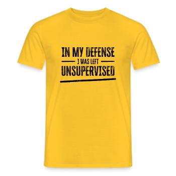 In My Defense I Was Left Unsupervised - Men's T-Shirt - yellow - Front - AI Model Male 178 dark (178cm)