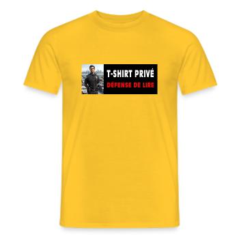 T shirt privé, police ! Défense de lire. - T-shirt homme - jaune - Devant - AI Model Male 178 dark (178cm)