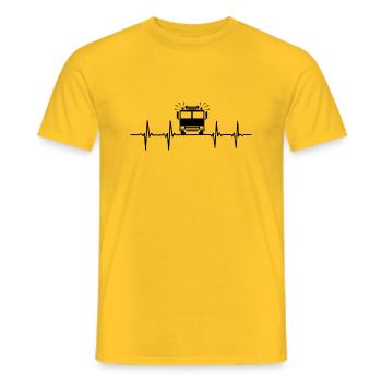 Fire Brigade Heartbeat ECG Profession Fire Brigade Shirt - Men's T-Shirt - yellow - Front - AI Model Male 178 dark (178cm)
