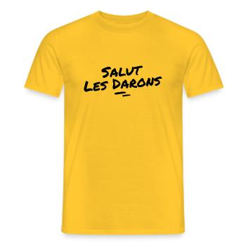 salut les darons - T-shirt homme - jaune - Devant - AI Model Male 178 dark (178cm)