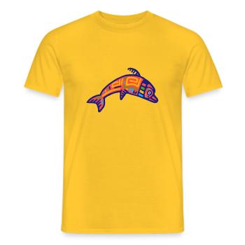 Inca culture, dolphin - Men's T-Shirt - yellow - Front - AI Model Male 178 dark (178cm)
