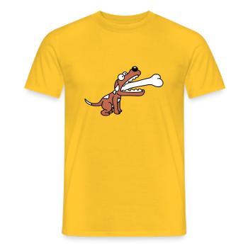 Hund Gierig Hungrig Großer Knochen Verschluckt - Männer T-Shirt - Gelb - Vorne - AI Model Male 178 dark (178cm)