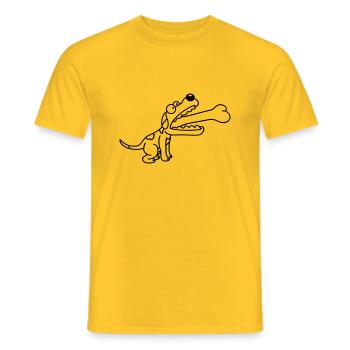 Hund Gierig Hungrig Großer Knochen Verschluckt - Männer T-Shirt - Gelb - Vorne - AI Model Male 178 dark (178cm)