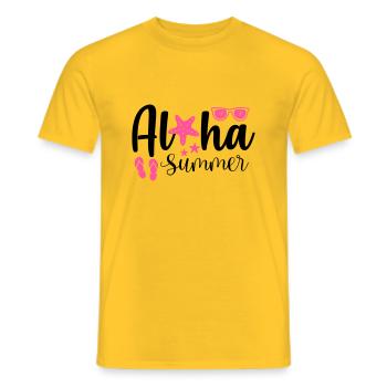 Aloha Summer - Men's T-Shirt - yellow - Front - AI Model Male 178 dark (178cm)