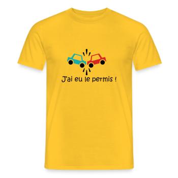 permis - T-shirt homme - jaune - Devant - AI Model Male 178 dark (178cm)