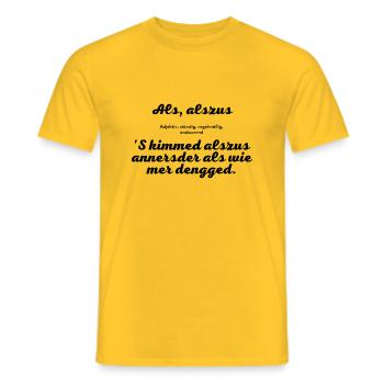 C’est comme si c’était le cas. Le dialecte de Kassel. - T-shirt homme - jaune - Devant - AI Model Male 178 dark (178cm)