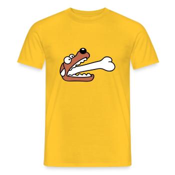 Hund Gierig Hungrig Großer Knochen Verschluckt - Männer T-Shirt - Gelb - Vorne - AI Model Male 178 dark (178cm)