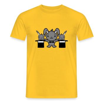 Bunnies Wizard Chapeau Haut de forme Enfants 2 Bébés Magie - T-shirt homme - jaune - Devant - AI Model Male 178 dark (178cm)