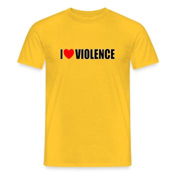 I love violence - Männer T-Shirt - Gelb - Vorne - AI Model Male 178 dark (178cm)
