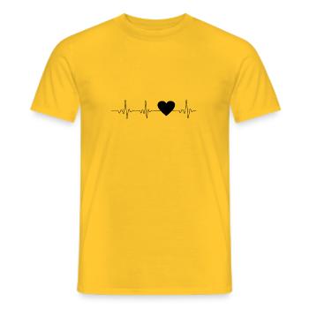 Heartbeat heart black 🖤 - Men's T-Shirt - yellow - Front - AI Model Male 178 dark (178cm)