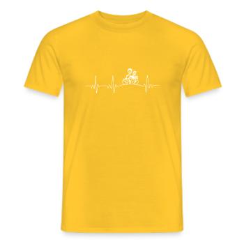 Heartbeat father and son on bike - Men's T-Shirt - yellow - Front - AI Model Male 178 dark (178cm)
