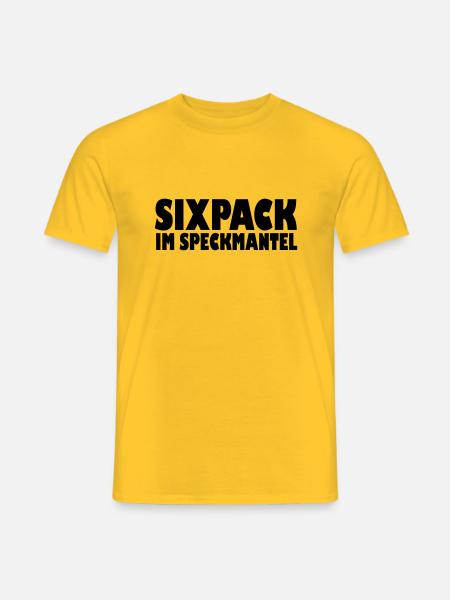 Sixpack im Speckmantel - Männer T-Shirt - Gelb