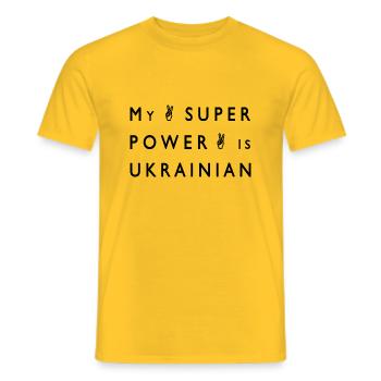 Mon super pouvoir est ukrainien - T-shirt homme - jaune - Devant - AI Model Male 178 dark (178cm)