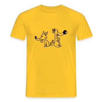 2 Dogs Big Noses Excited Wiggle - Men's T-Shirt - yellow - Front - AI Model Male 178 dark (178cm)