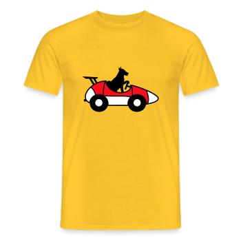Dog Car Driving Race Autosport Racing Car - Men's T-Shirt - yellow - Front - AI Model Male 178 dark (178cm)