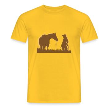 Fille occidentale - T-shirt homme - jaune - Devant - AI Model Male 178 dark (178cm)