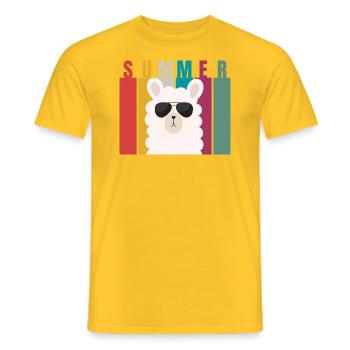 Lama mit Sonnenbrille - Männer T-Shirt - Gelb - Vorne - AI Model Male 178 dark (178cm)