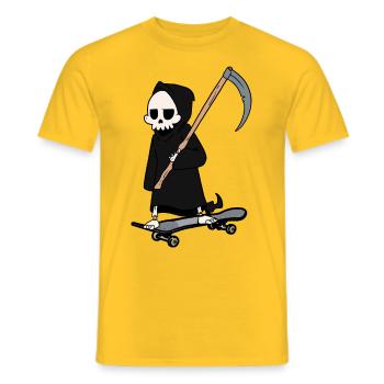 Sensenmann Tod Sense Skater Skaten Halloween - Männer T-Shirt - Gelb - Vorne - AI Model Male 178 dark (178cm)