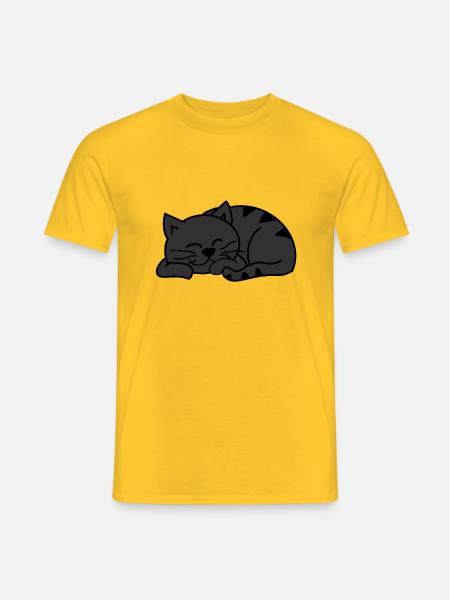 Sleeping cat in red - Men's T-Shirt - yellow