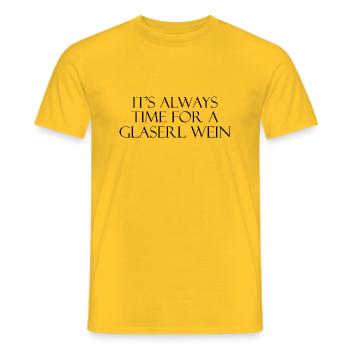 Wine | Funny saying - Men's T-Shirt - yellow - Front - AI Model Male 178 dark (178cm)