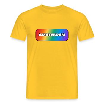 ARC-EN-CIEL DE LA FIERTÉ D’AMSTERDAM - T-shirt homme - jaune - Devant - AI Model Male 178 dark (178cm)