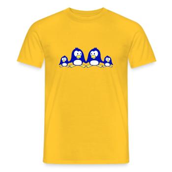 Penguin Family Two Kids Mom Dad Cute Together - Men's T-Shirt - yellow - Front - AI Model Male 178 dark (178cm)