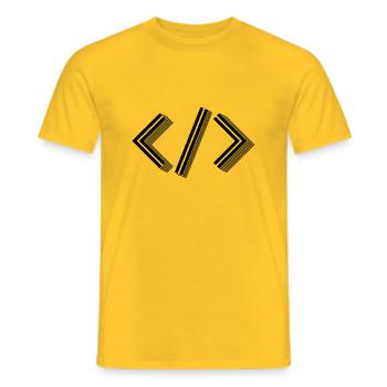Retro Bracket's - Full Stack Developer HTML XML - Männer T-Shirt - Gelb - Vorne - AI Model Male 178 dark (178cm)