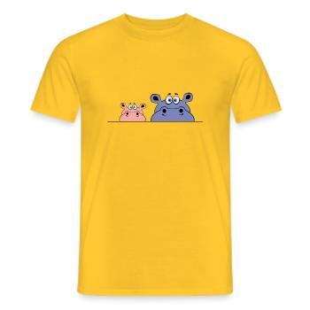 huhu hello moin day meal lookuck gift animal - Men's T-Shirt - yellow - Front - AI Model Male 178 dark (178cm)