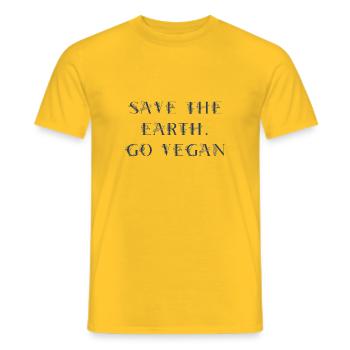 Save the earth go vegan - blue - Men's T-Shirt - yellow - Front - AI Model Male 178 dark (178cm)