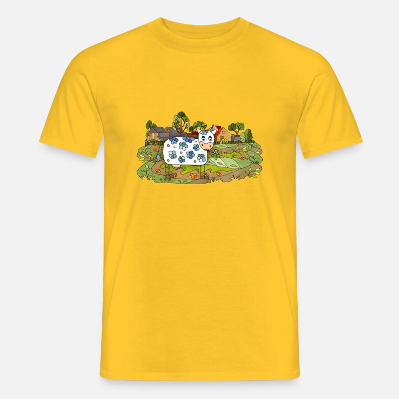 Landschaft mit einer Kuh - Männer T-Shirt - Gelb