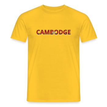 Drapeau Cambodge - T-shirt homme - jaune - Devant - AI Model Male 178 dark (178cm)