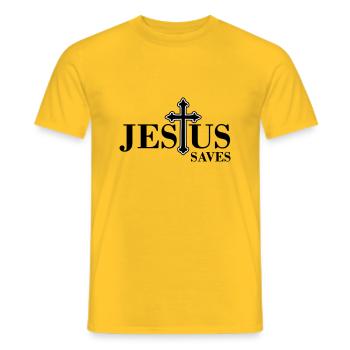 Jésus sauve - T-shirt homme - jaune - Devant - AI Model Male 178 dark (178cm)