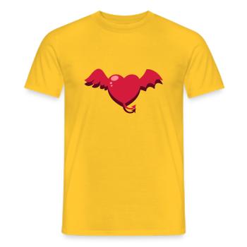cœur ailes ange démon - T-shirt homme - jaune - Devant - AI Model Male 178 dark (178cm)