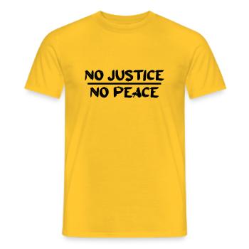 No Justice No Peace - Men's T-Shirt - yellow - Front - AI Model Male 178 dark (178cm)