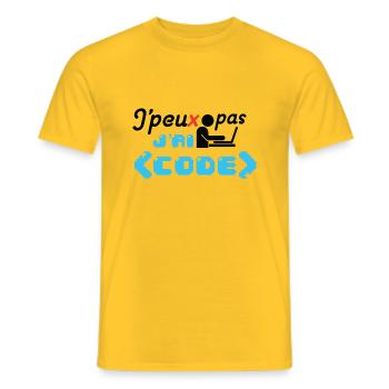 J'peux pas j'ai code - T-shirt homme - jaune - Devant - AI Model Male 178 dark (178cm)