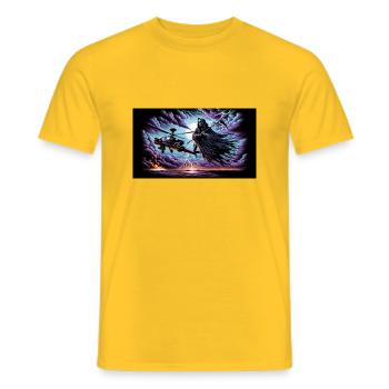 Flight of the Grim Reaper - Men's T-Shirt - yellow - Front - AI Model Male 178 dark (178cm)