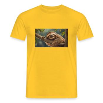 Niedliche Tiere chillen – Faultier - Männer T-Shirt - Gelb - Vorne - AI Model Male 178 dark (178cm)