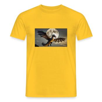 Une pleine lune réaliste et majestueuse de dragon noir - T-shirt homme - jaune - Devant - AI Model Male 178 dark (178cm)