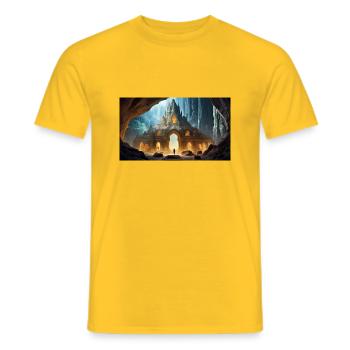 creepy mythical places – underground Agartha - Men's T-Shirt - yellow - Front - AI Model Male 178 dark (178cm)