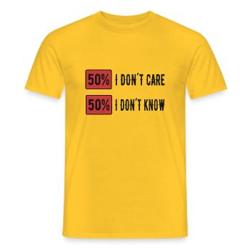 I don ́t care Funny Sayings Humor - Men's T-Shirt - yellow - Front - AI Model Male 178 dark (178cm)