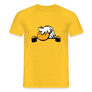 Pferd hinter Zaun versteckt Mauer Stalltür Pony - Männer T-Shirt - Gelb - Vorne - AI Model Male 178 dark (178cm)