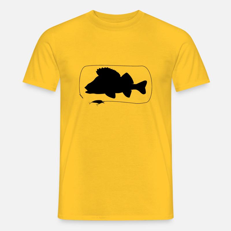 Barsch mit Wobbler - Männer T-Shirt - Gelb