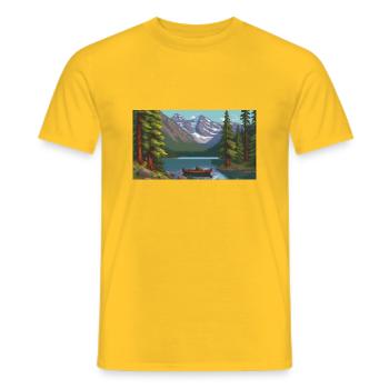 Parc national de Banff, Canada - Pixel Art - T-shirt homme - jaune - Devant - AI Model Male 178 dark (178cm)